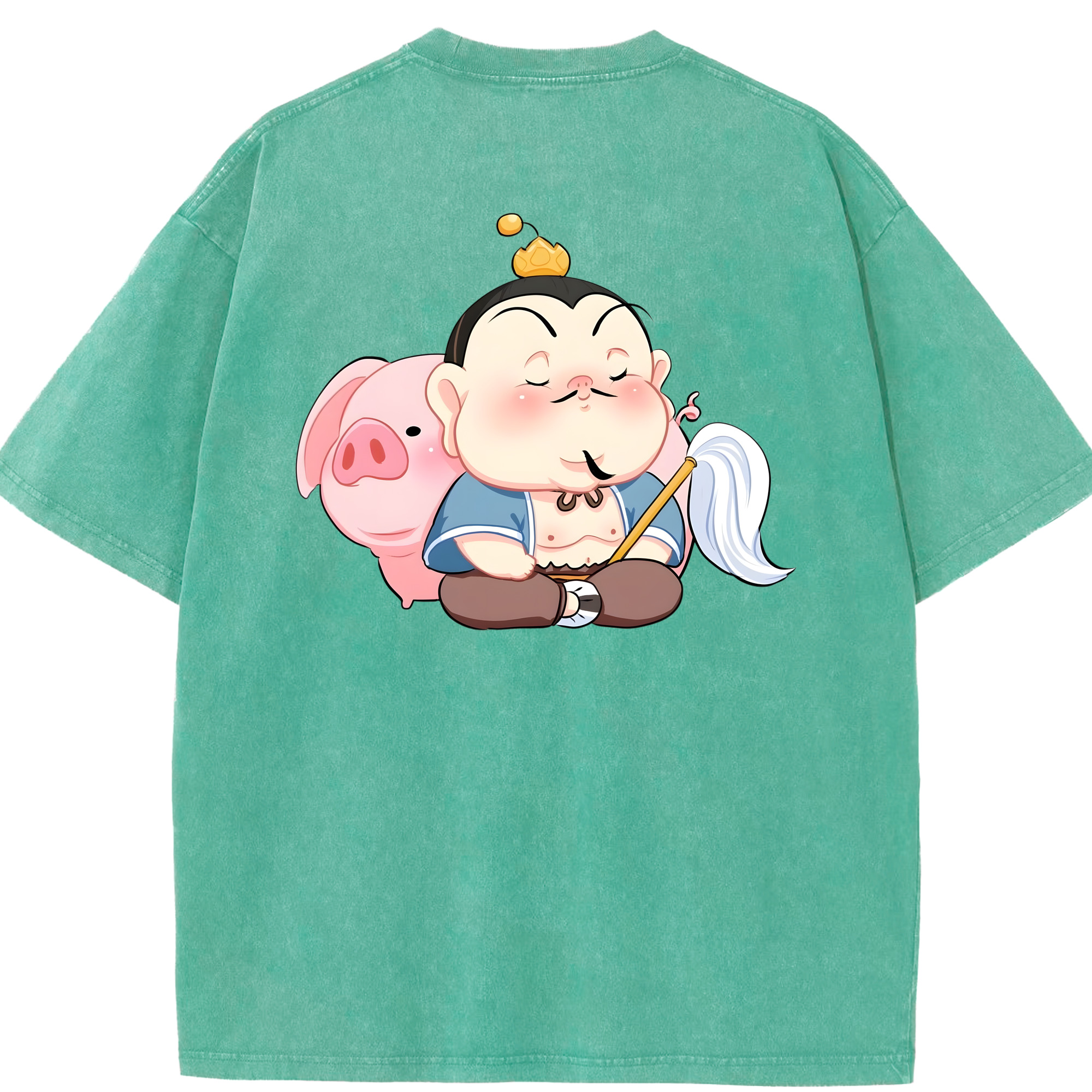 （画像用） Ne Zha 2 ナタ 魔童の大暴れ 綿100% ヴィンテージ風 半袖Tシャツ（背面プリント）